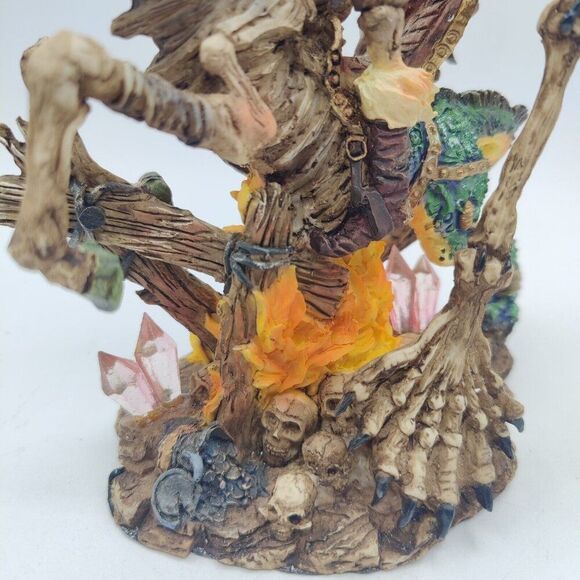 Fantasy Skeleton Bone Dragon Undead Rider Figurine Sculpture Mythical Mediaval - Picture 3 of 12